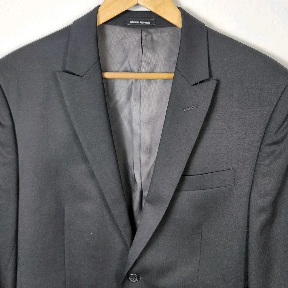 Egara Wool Suit Jacket‎ Mens 40S Black Two Button Slim Fit Career Office Events